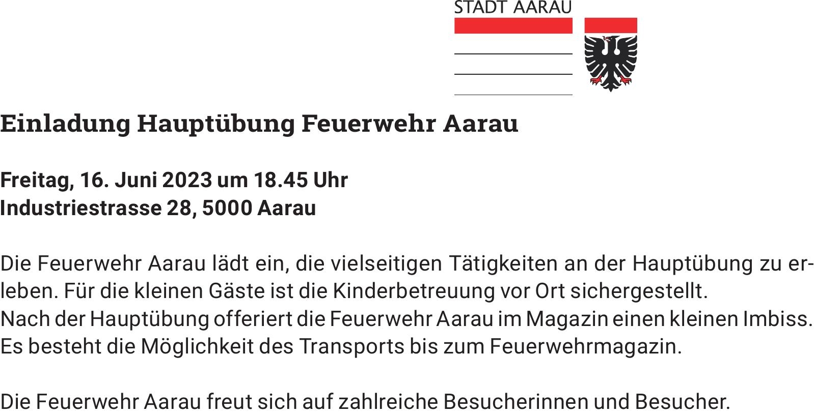 Einladung Haupt Bung Feuerwehr Aarau Landanzeiger